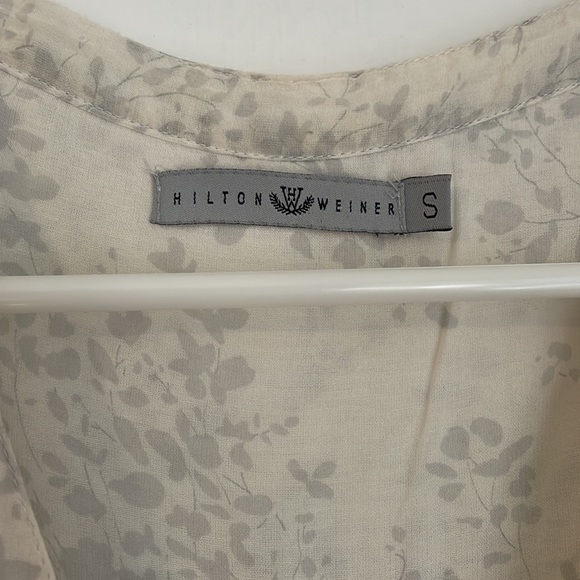 Hilton Weiner maxi dress, size small. White with delicate flower pattern in grey - Picture 2 of 8